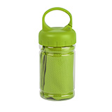 Спортивное полотенце в пластиковом боксе с карабином "ACTIVE", микрофибра, пластик, 30*88 см. зелён