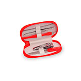 Маникюрный набор BELUCHI: пилка, пинцет, щипчики, пушер, триммер, футляр, ПУ, нерж.сталь, красный